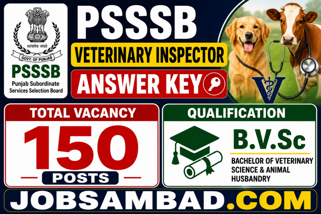 PSSSB 150 Veterinary Inspector Answer Key