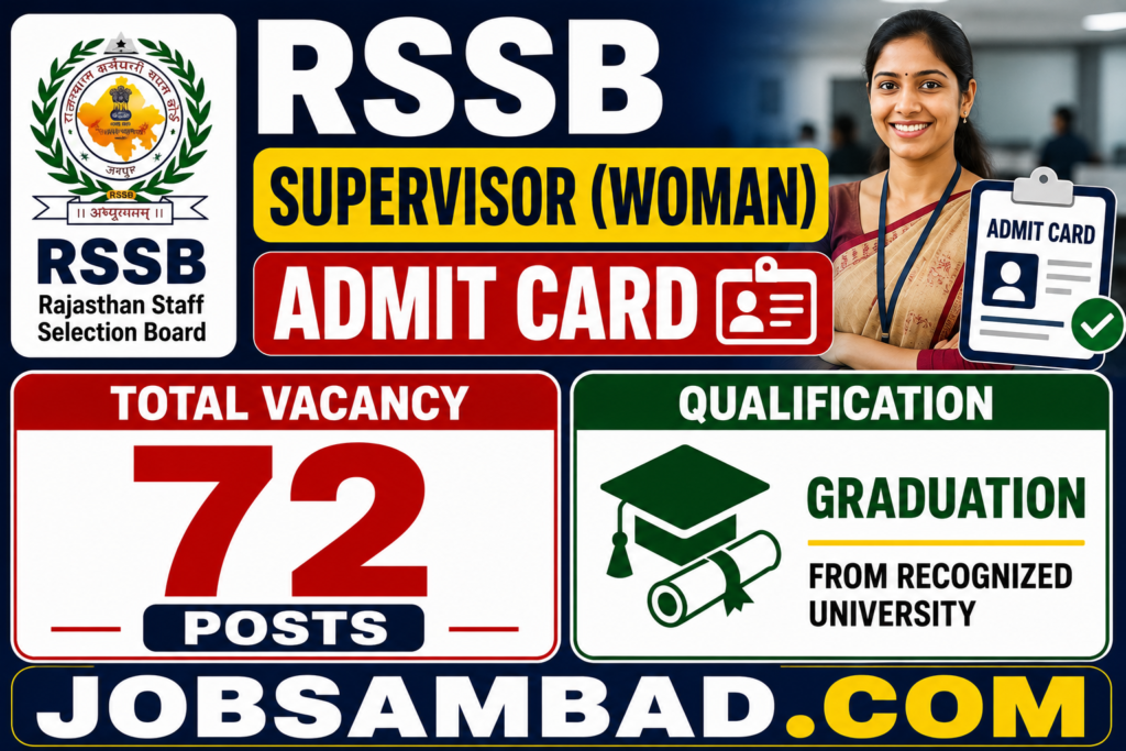RSSB 72 Supervisor (Woman) Admit Card