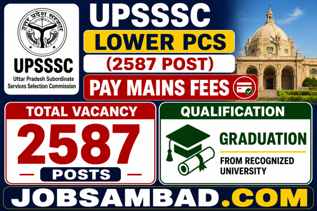 UPSSSC Lower PCS (2587 Post) Pay Mains Fees