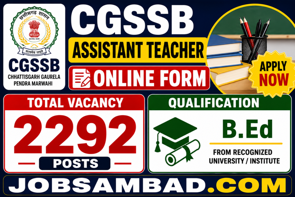 CGSSB 2292 Assistant Teacher Online Form