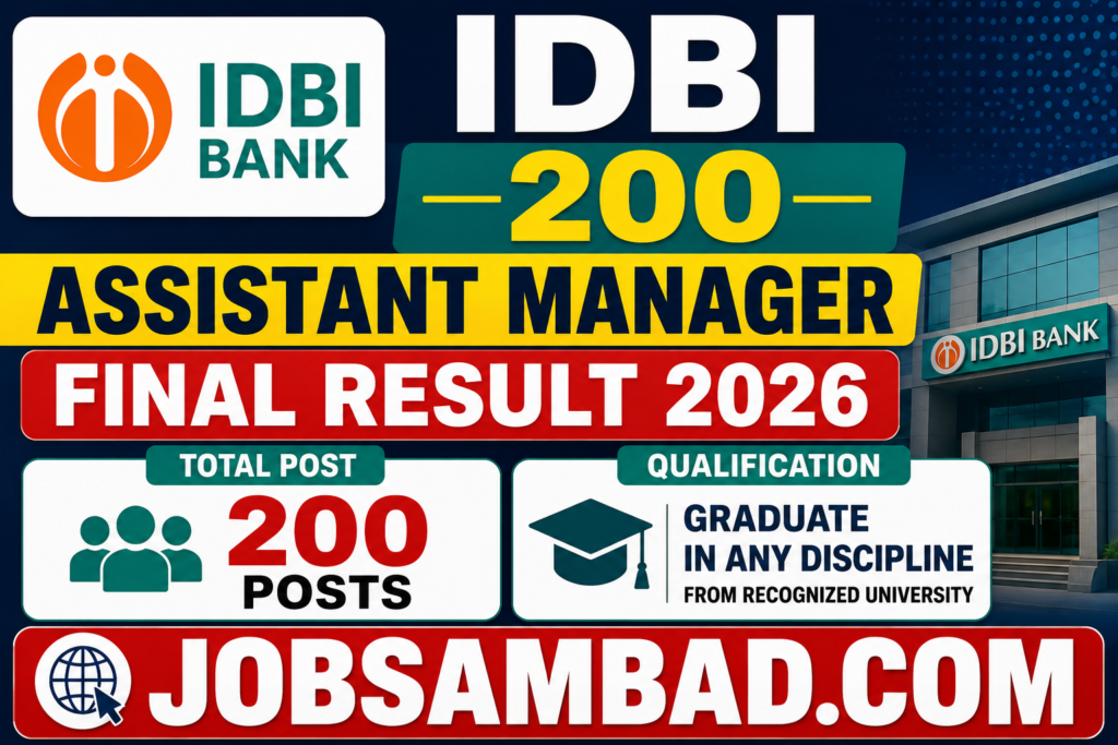 IDBI 200 Assistant Manager Final Result 2026