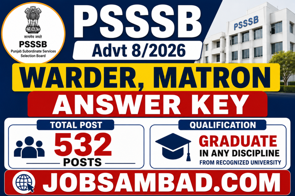PSSSB Advt 8/2026 Warder, Matron Answer Key