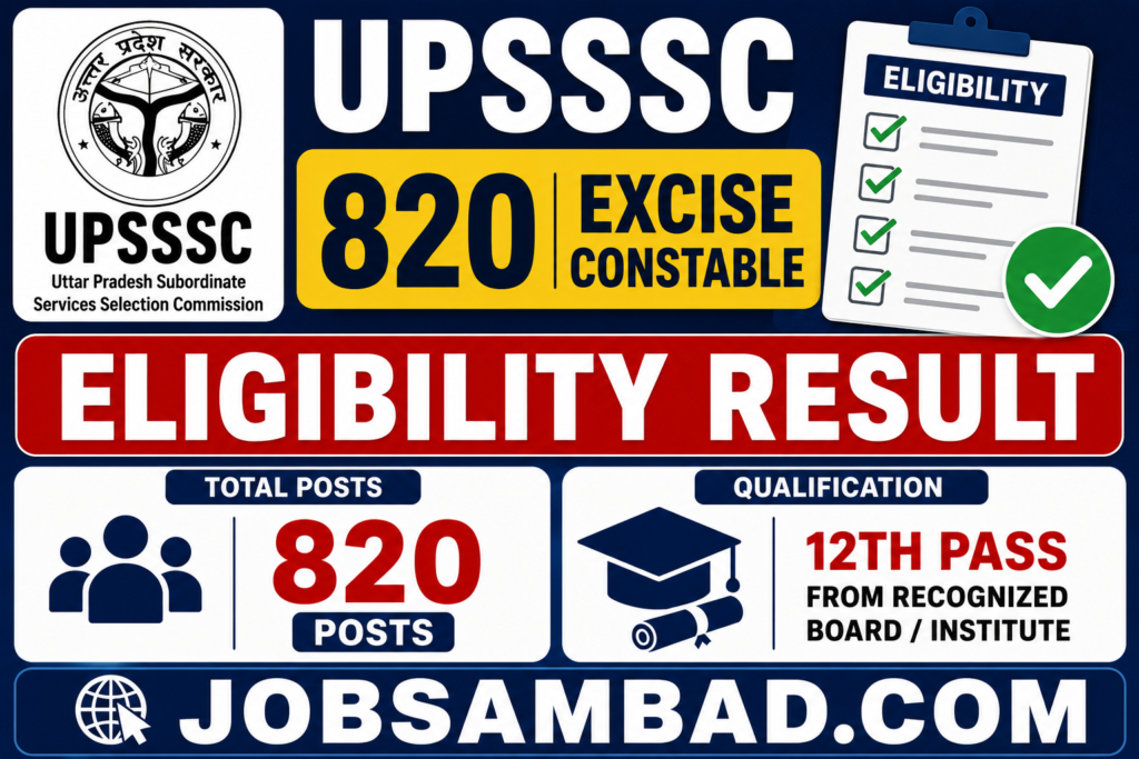 UPSSSC 820 Excise Constable Eligibility Result