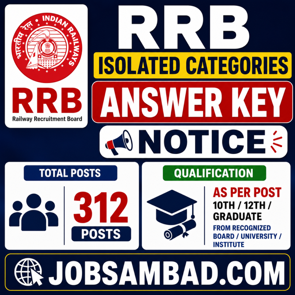 RRB Isolated Categories Answer Key Notice