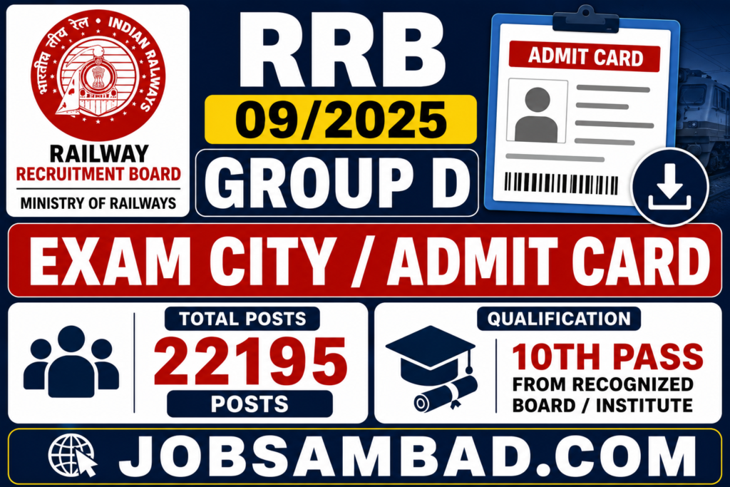 RRB 09/2025 Group D Exam City / Admit Card