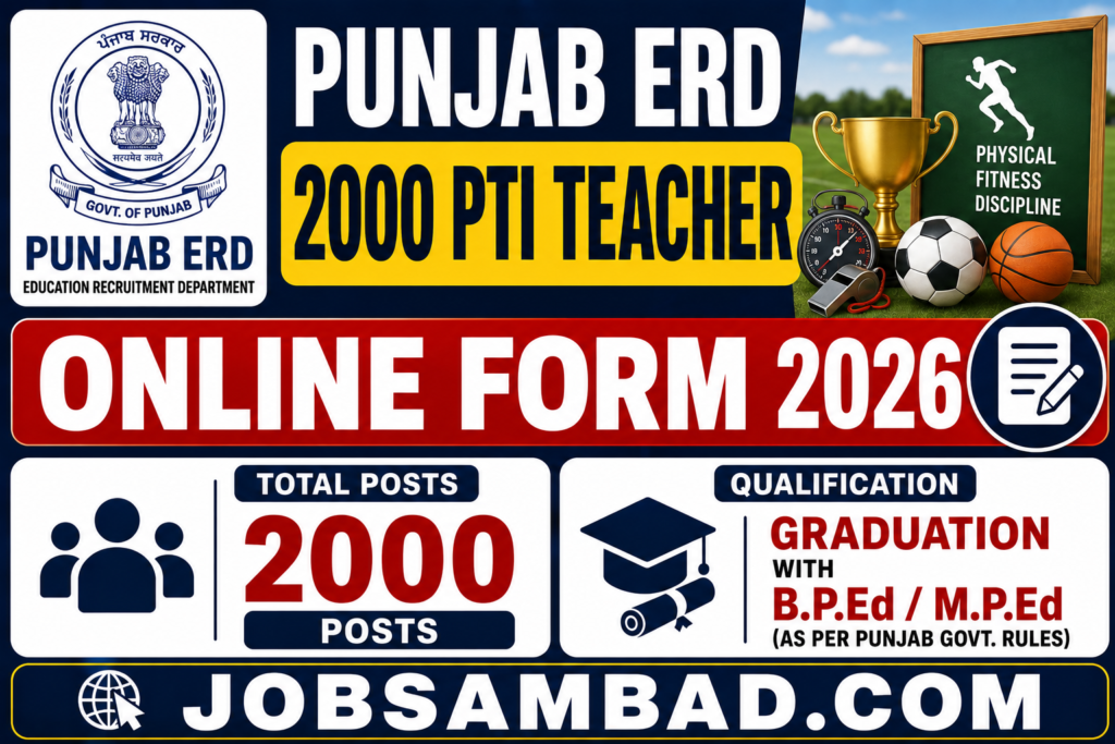 Punjab ERD 2000 PTI Teacher Online Form 2026