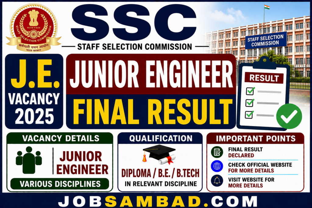 SSC Jr Engineer Vacancy 2025 Final Result