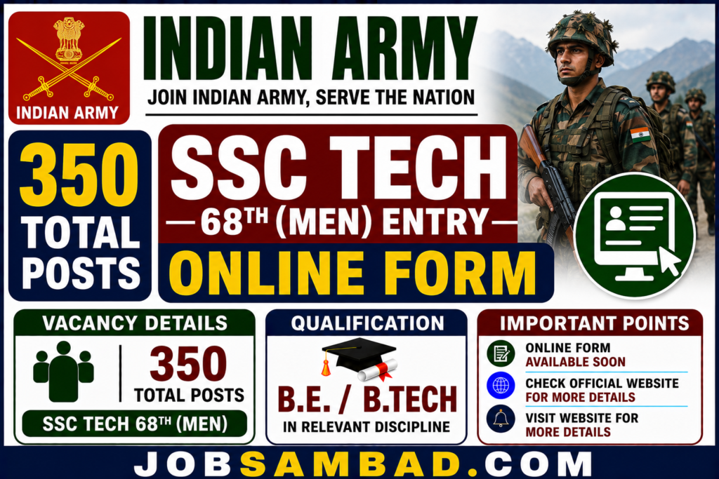 Army SSC Tech 68th (Men) Entry Online Form