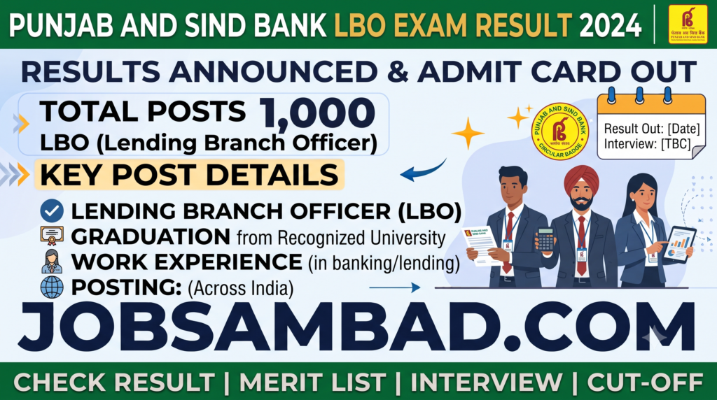 Punjab and Sind Bank 1000 LBO Exam Result