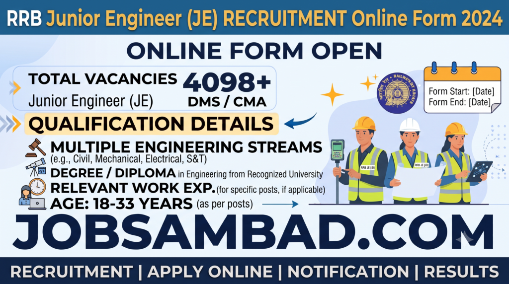 RRB Junior Engineer 4098 Vacancy Online Form