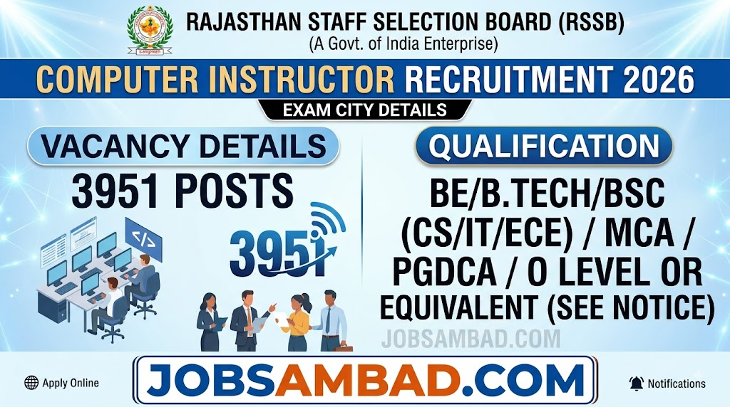 RSSB Computer Instructor Exam City 2026