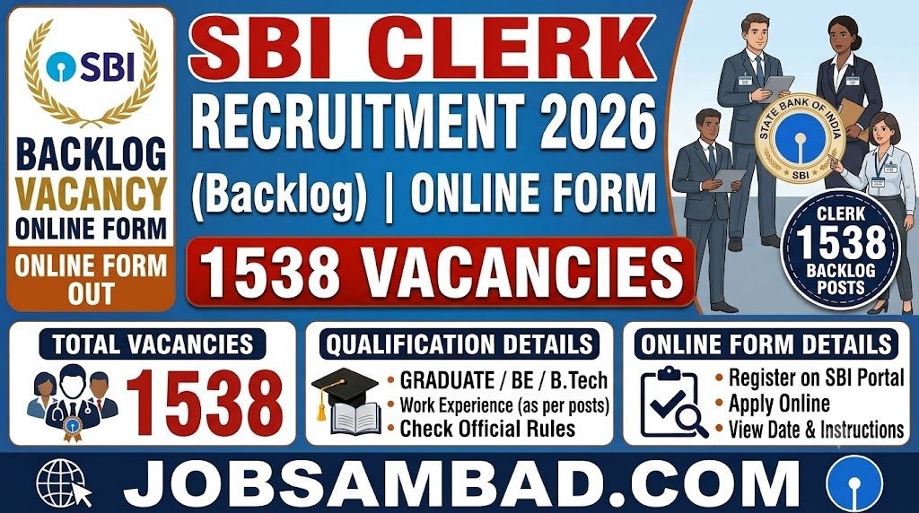SBI 1538 Clerk (Backlog) Vacancy Online Form