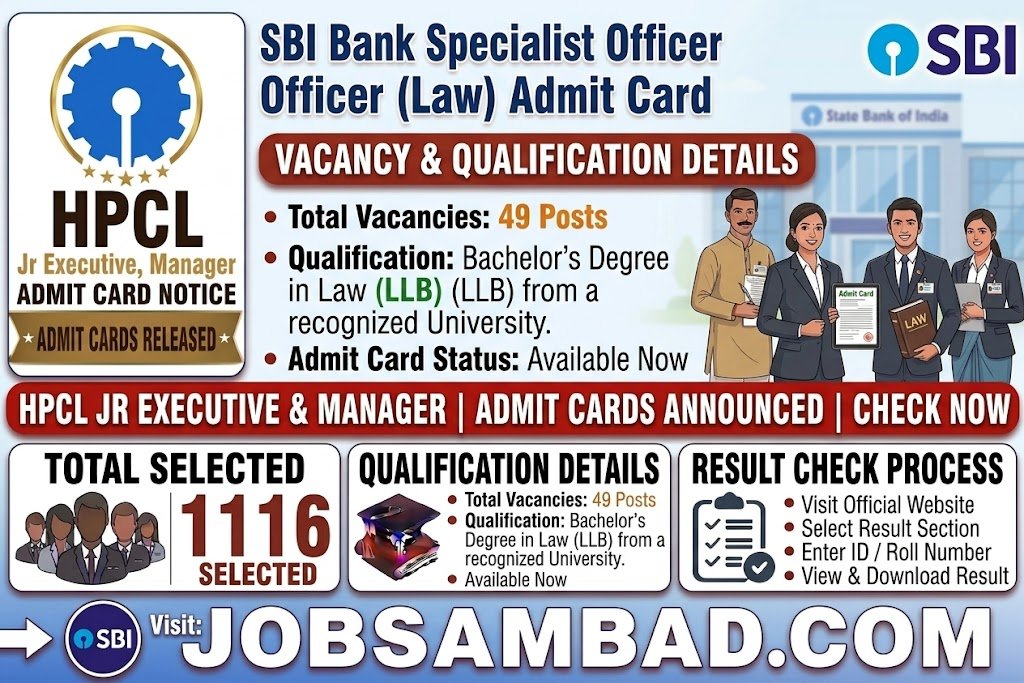 HPCL 116 Jr Executive, Manager Admit Card