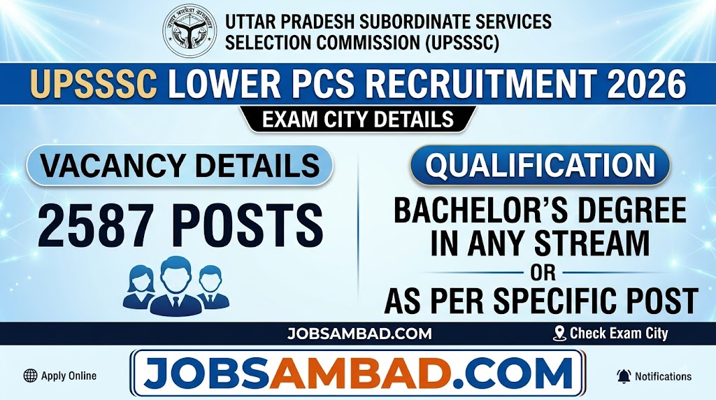 UPSSSC Lower PCS (2587 Post) Exam City 2026