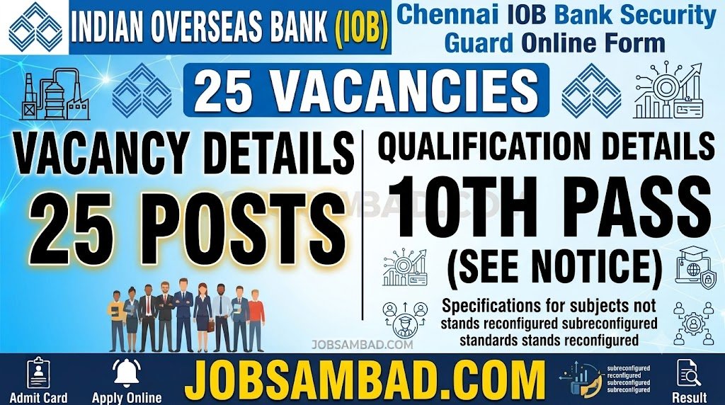 Chennai IOB Bank Security Guard Online Form