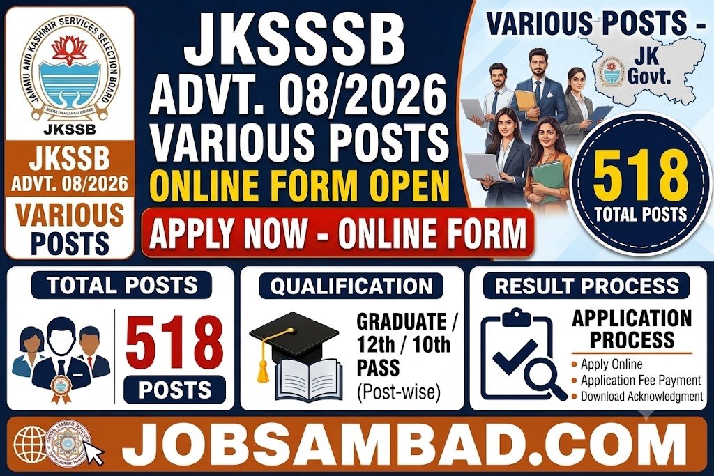 JKSSB Advt. 08/2026 Various Post Online Form