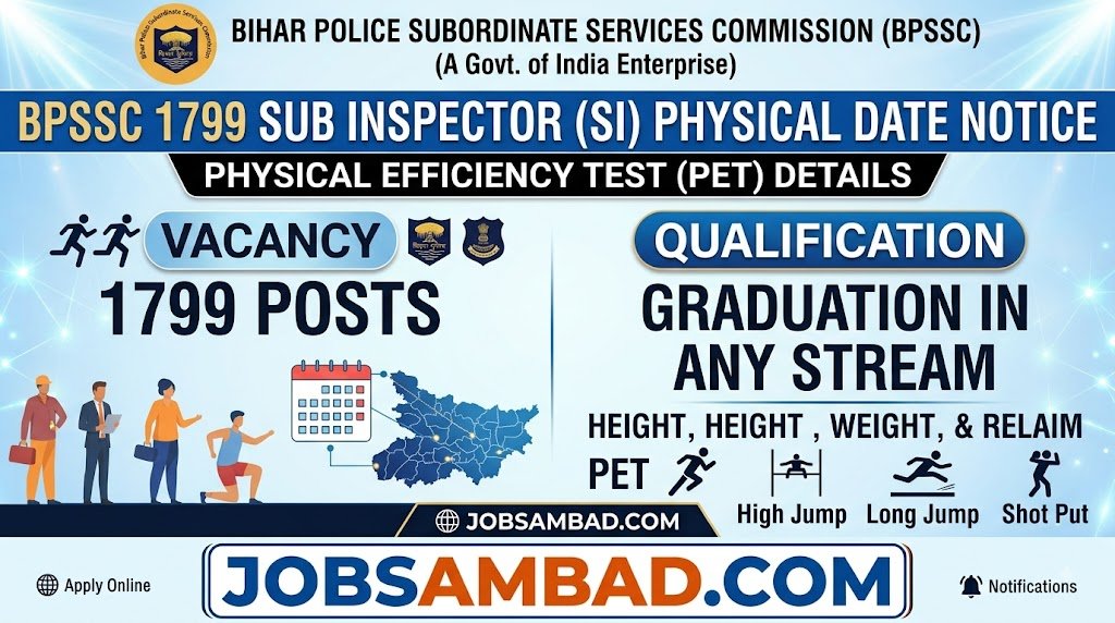 BPSSC 1799 Sub Inspector Physical Date Notice