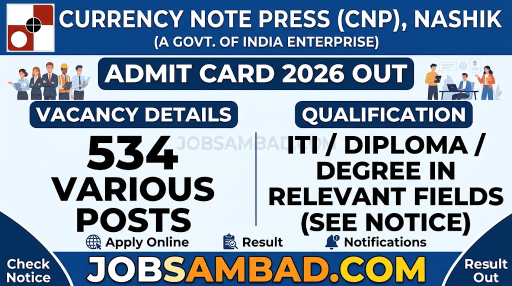 CNP 534 Various Posts Exam Admit Card 2026