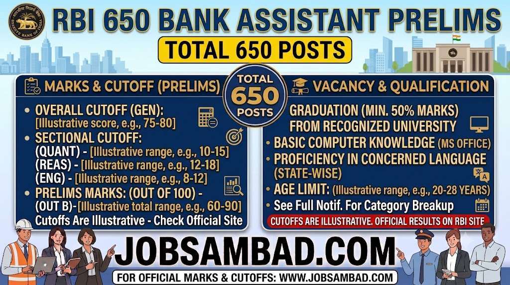 RBI 650 Bank Assistant Prelims Marks, Cutoff