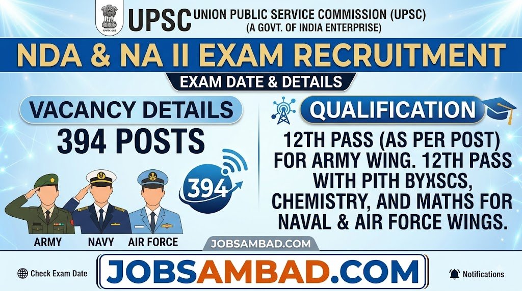 UPSC NDA and NA II (394 Posts) Exam Date