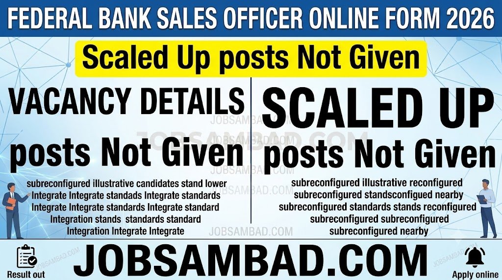 Federal Bank Sales Officer Online Form 2026