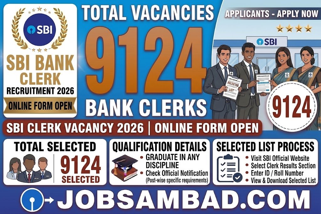 SBI Bank Clerk 9124 Vacancy Online Form 2026