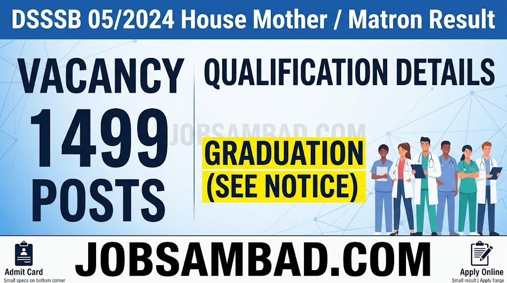 DSSSB 05/2024 House Mother / Matron Result