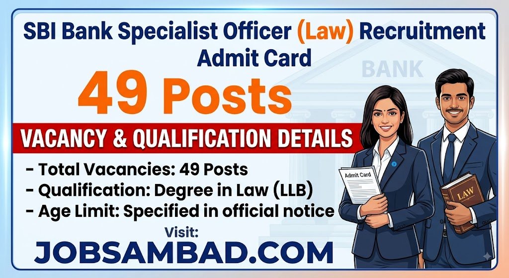 SBI Bank Specialist Officer (Law) Admit Card