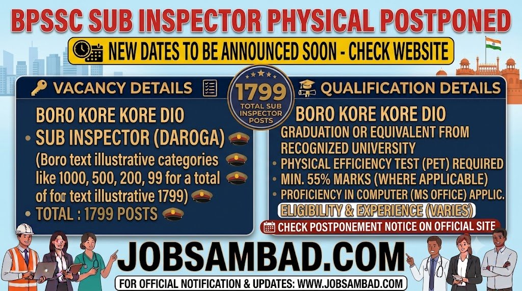 BPSSC 1799 Sub Inspector Physical Postponed