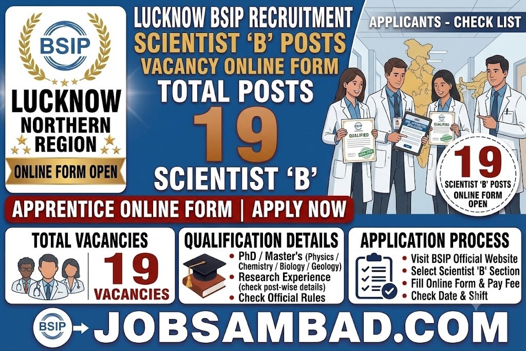 Lucknow BSIP Scientist ‘B’ Vacancy Online Form