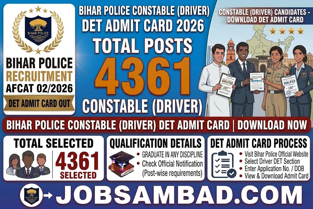 Bihar Police Constable (Driver) DET Admit Card