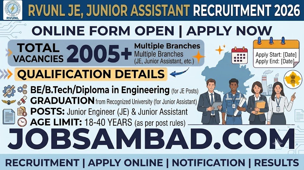 RVUNL 2005 JE, Junior Assistant Online Form