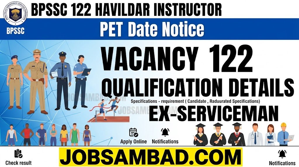 BPSSC 122 Havildar Instructor PET Date Notice
