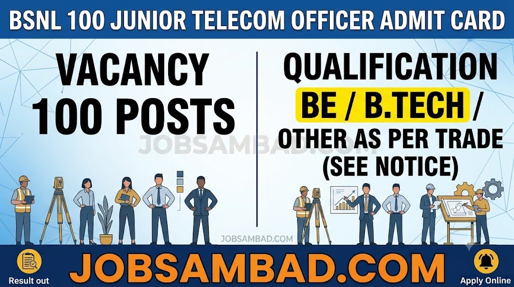 BSNL 100 Junior Telecom Officer Admit Card