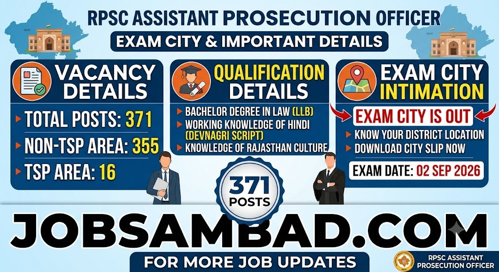 RPSC Assistant Prosecution Officer Exam City