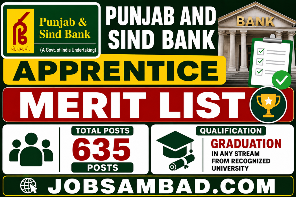 Punjab and Sind Bank Apprentice Merit List
