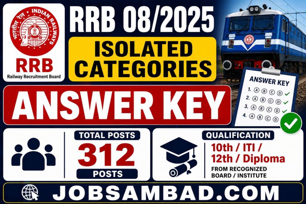 RRB 08/2025 Isolated Categories Answer Key