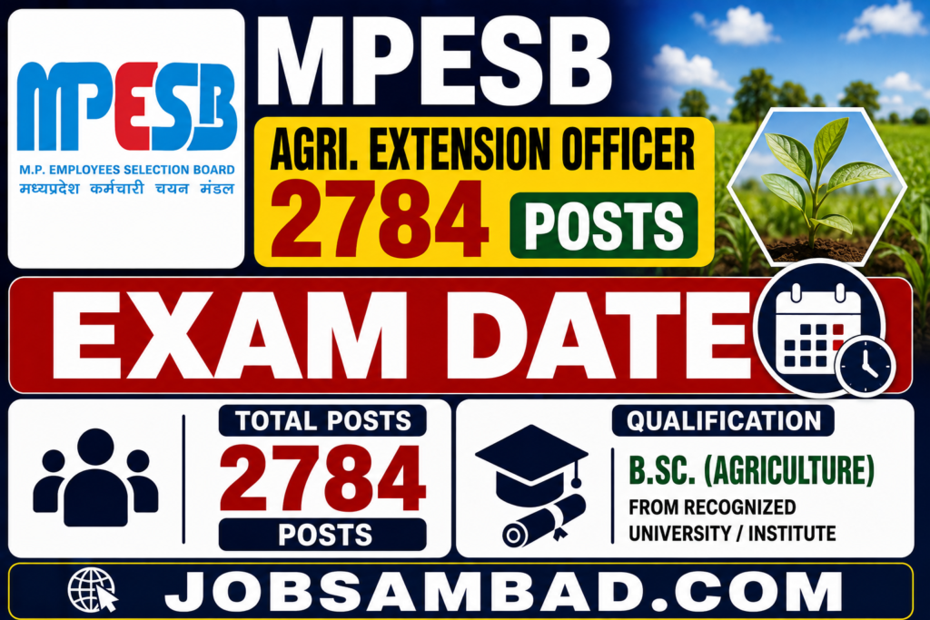 MPESB 2784 Agri. Extension Officer Exam Date