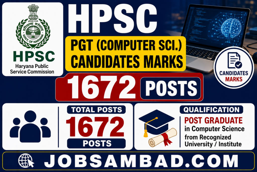 HPSC PGT (Computer Sci.) Candidates Marks