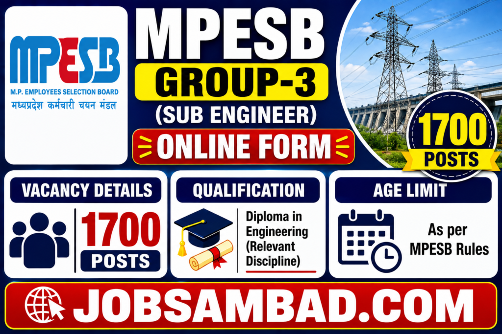 MPESB 1700 Group-3 (Sub Engineer) Online Form