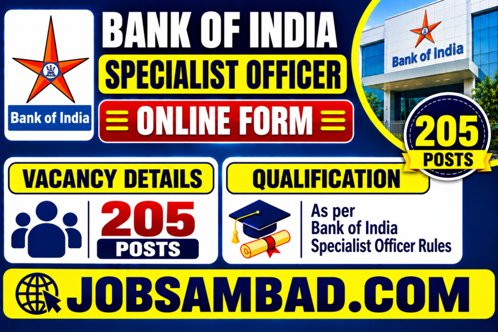 Bank of India Specialist Officer Online Form