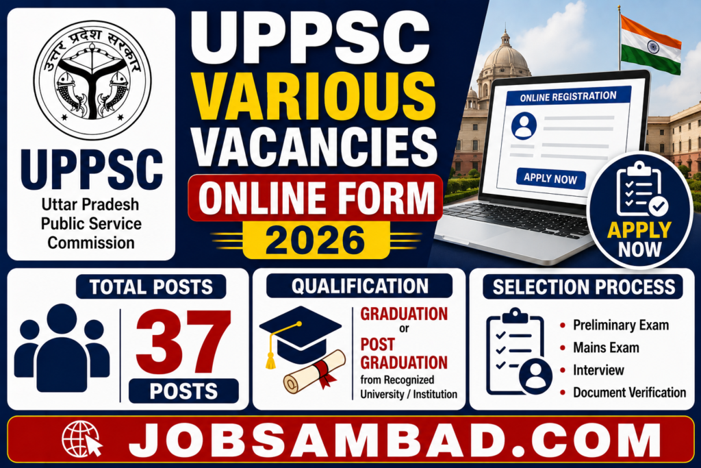 UPPSC Various Vacancies Online Form 2026