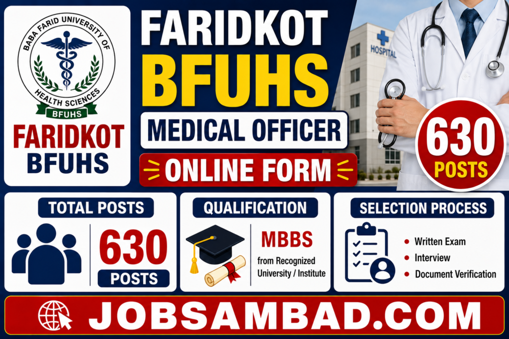 Faridkot BFUHS Medical Officer Online Form