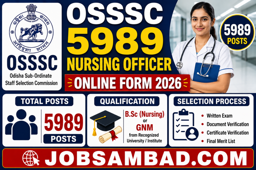 OSSSC 5989 Nursing Officer Online Form 2026