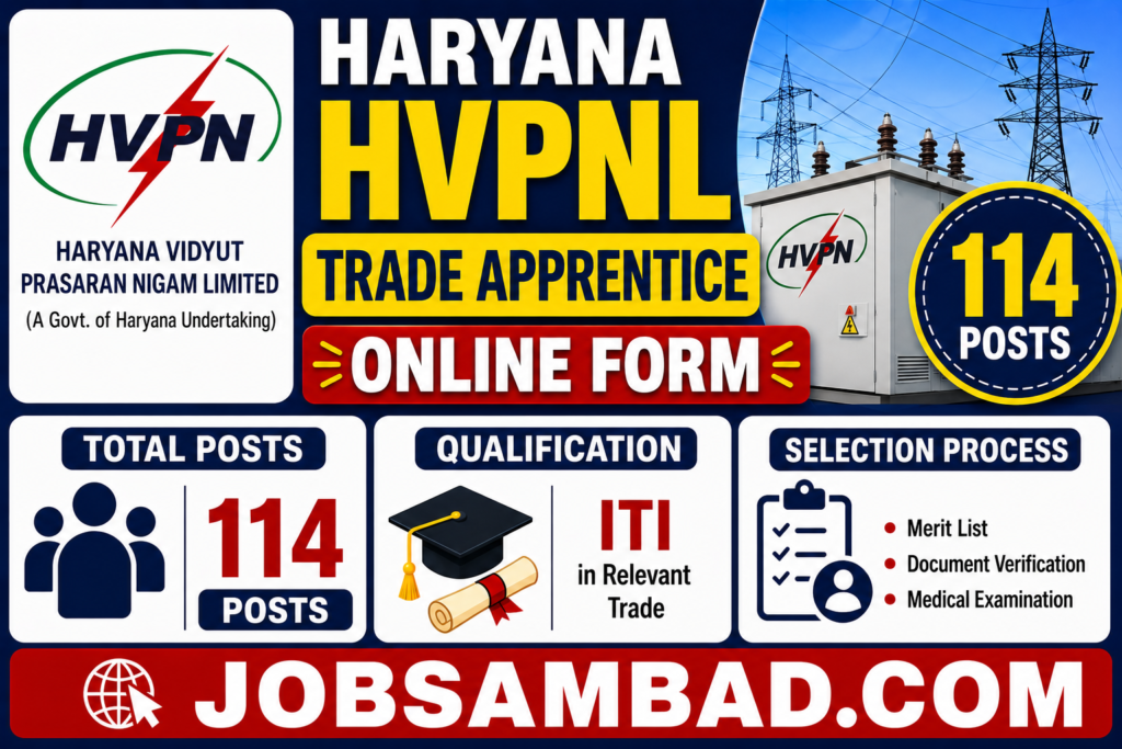 Haryana HVPNL Trade Apprentice Online Form