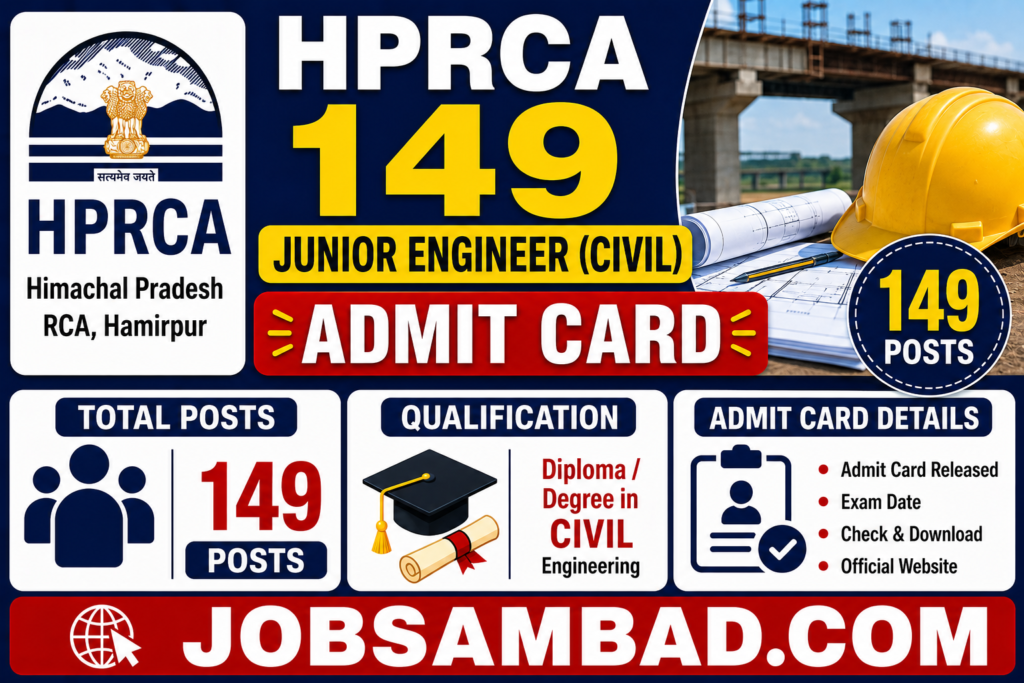 HPRCA 149 Junior Engineer (Civil) Admit Card