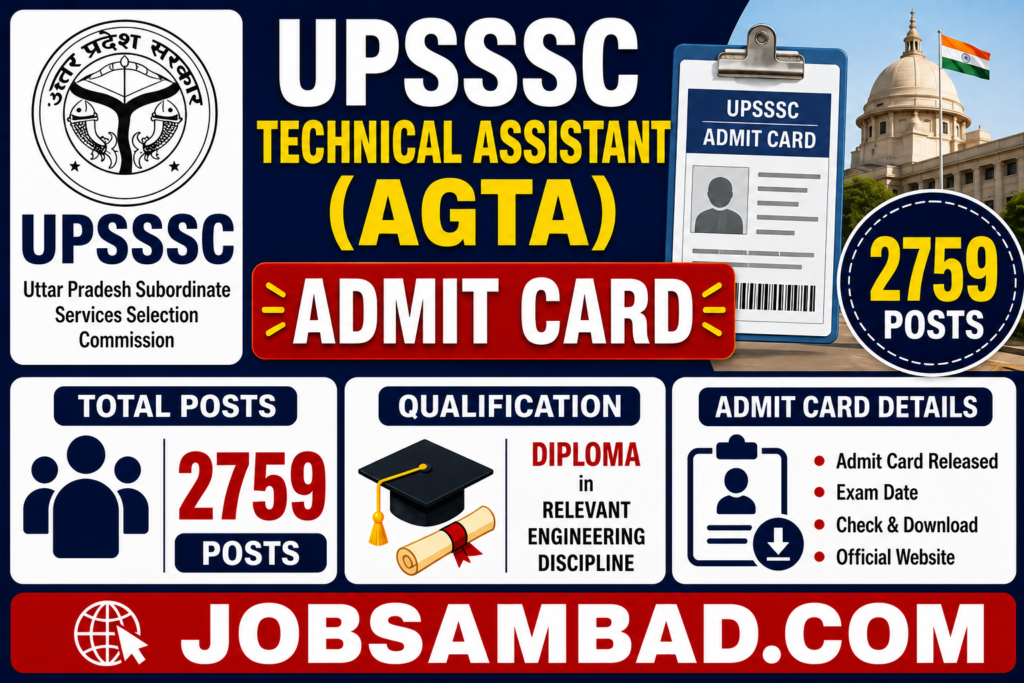 UPSSSC Technical Assistant (AGTA) Admit Card
