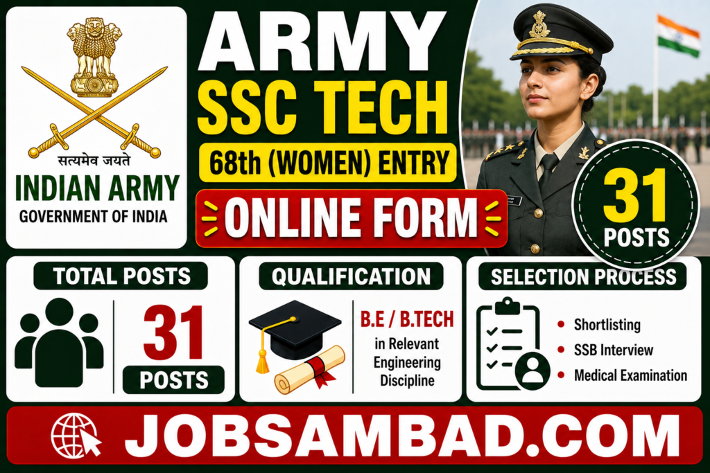 Army SSC Tech 68th (Women) Entry Online Form