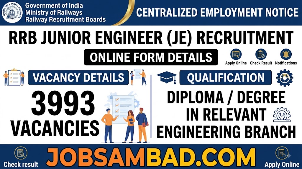 RRB Junior Engineer 3993 Vacancy Online Form