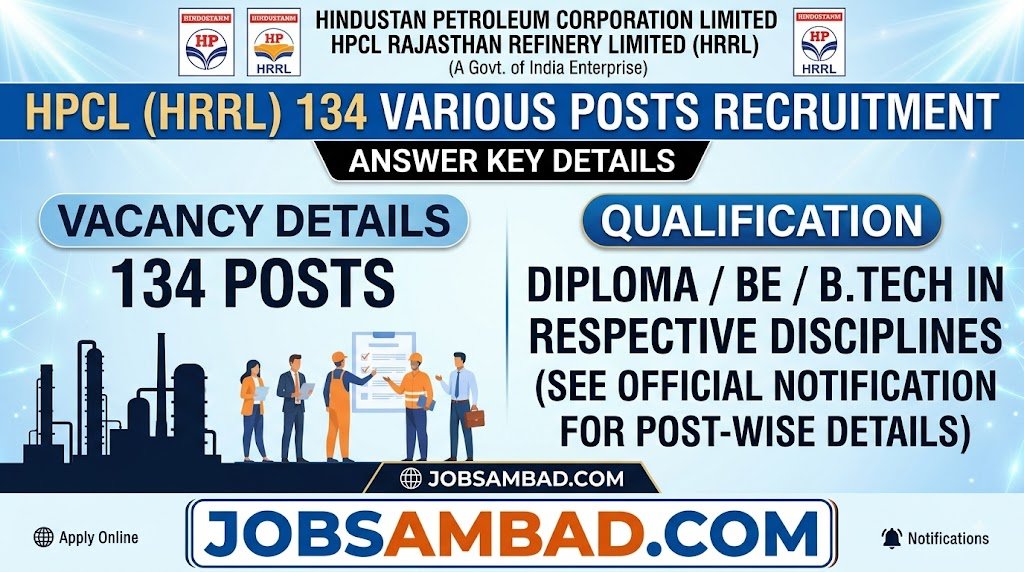 HPCL (HRRL) 134 Various Posts Answer Key